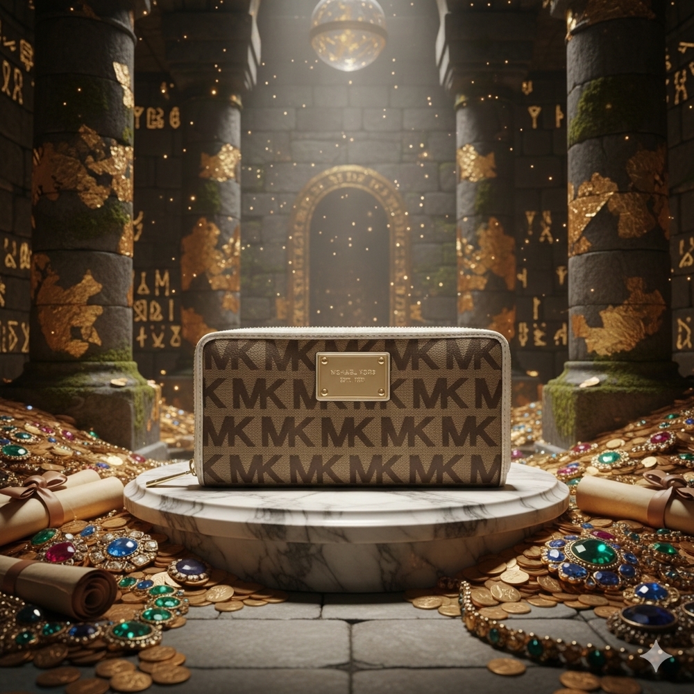 Michael Kors Tan and Brown Logo Wallet